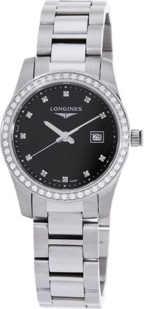 Longines Conquest Quartz Diamond Black Dial Ladies Watch L3.300.0.57.6