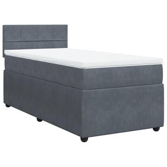 vidaXL Cama Box Spring Con Colch&oacute;n Terciopelo Gris Oscuro 100x200 Cm Vidaxl