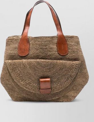 Ibeliv laza ii tote bag front pocket leather handles