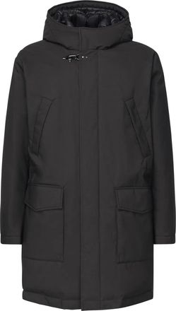 Fay Matte Finish Hooded Parka with Concealed Zip and Flap Pockets