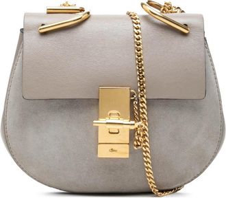 Chlo&eacute; Pre-owned Chloe Mini Bicolor Suede and Calfskin Drew Crossbody Ladies PTXHYJJ5COFU3R64