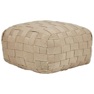 Beliani Beliani - Puf Exterior Tejido A Mano Otomana Material Sint&eacute;tico Accesorios De Jard&iacute;n 50 X 50 Cm Beige Bodla