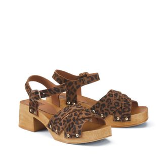 La Redoute Collections Sandalen in leer, klomp spirit