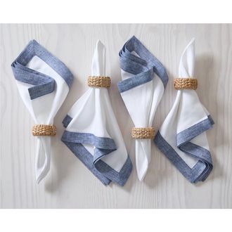 Solino Home Linen Dinner Napkins - Classic, 20 x 20 in Chambray Indigo And White at Nordstrom, Size Large