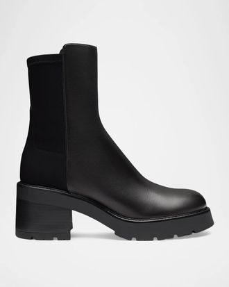 Stuart Weitzman 5050 Char Leather Booties