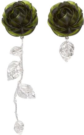Magda Butrym Rose Asymmetrical Drop Brass-Resin Earrings