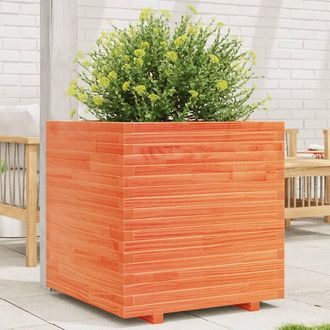 vidaXL Jardinera Madera Maciza De Pino Marr&oacute;n Cera 70x70x72 Cm Vidaxl