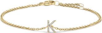 House of Brilliance 10K Gold Diamond Accent A-Z Initial Charm and Link Bracelet