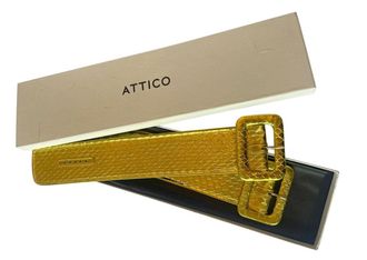 The Attico The Attico Metallic Gold Croc Embossed Belt