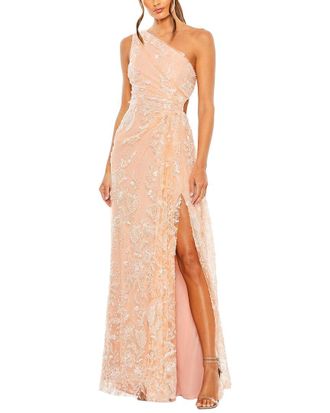Mac Duggal One Shoulder Side Cut Embellished Gown