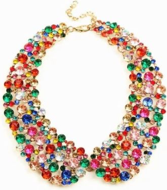 Eye Candy Los Angeles Womens Crystal Statement Collar Necklace In Multi-Color