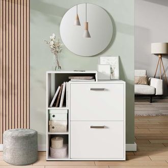 Vicco Mueble Zapatero Orlando, Blanco, 2 Partes, Con Espejo
