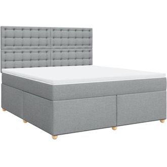vidaXL Vidaxl - Cama Box Spring Con Colch&oacute;n Tela Gris Claro 180x200 Cm