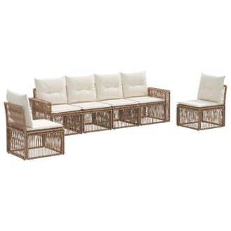 vidaXL Conjunto De Sof&aacute;s De Jard&iacute;n 6 Pcs Beige Y Blanco Crema Vidaxl