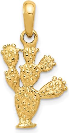 Diamond2Deal 14k Yellow Gold 3-D Cactus Pendant