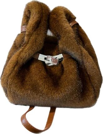Generic Autumn and winter fluffy small bag womens fashion versatile crossbody bag(brown)