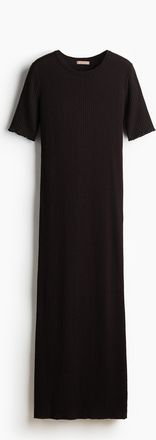 H&M T-Shirt-Kleid in Rippstrick - Dunkelbraun