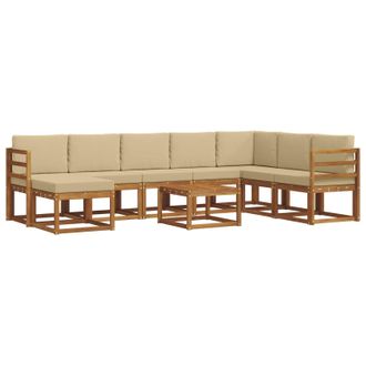 vidaXL Conjunto De Sof&aacute;s De Exterior Con Coj&iacute;n 9 Pcs Natural Y Beige Vidaxl