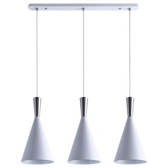 Paco Home Paco Home Luminaria Susp. Colgante Comedor Mesa Comedor 1,5m Cable Textil Recort. &Oslash;18,5cm Blanco/aluminio Pulido, 3 Fuentes Luminos.+l&aacute;mpara St64 Tran