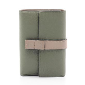 Loewe Beige Green Leather Wallet (Tri-Fold) (Pre-Owned)