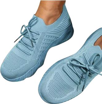 Generic Womens Running Shoes Mesh Breathable Walking Shoes Solid Color Lightweight Air Cushion Sports Shoe Classic Comfy Casual Lace Up Gym Sneakers Workout