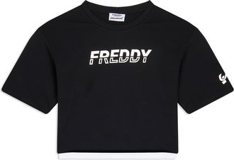 Freddy T-shirt cropped con inserto a contrasto e logo perlato