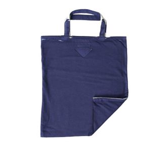 Prada Blue Jersey Fabric Logo Shoulder Shopping Tote Bag