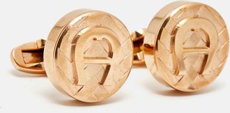 Aigner Logo Rose Gold Tone Cufflinks