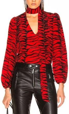 Rixo Red And Black Moss Blouse Size XS