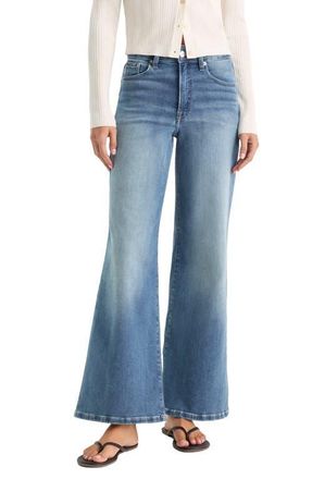 Good American Soft-Tech Good Waist High Waist Wide Leg Palazzo Jeans in Indigo1238 at Nordstrom, Size 10