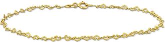 Amour 2mm Heart Link Anklet in 14k Gold - 9 in