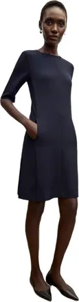 M.M.LaFleur Emily Recycled WonderTex Dress in Dark Navy at Nordstrom, Size 18