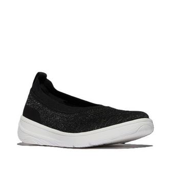 FitFlop Super Q Knit Ballet Flats in Black/silvereen at Nordstrom, Size 7.5