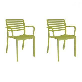 Resol Set 2 Sillas Con Brazos Interior, Exterior Verde Oliva Lama Resol