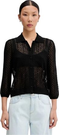 Vicolo Ajour Gebreide Vest - Dames - Truien - Zwart - Maat: L Viscose