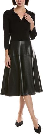 T Tahari Mixed Media A-Line Midi Dress