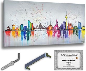 OEM Monica Mirafiori 100% Pintado A Mano Cuadro D&uuml;sseldorf 140x70cm Cuadro Pintado A Mano Pintura Acr&iacute;lica Cuadro Acr&iacute;lico De Gran Tama&ntilde;o Arte Moderno Cua