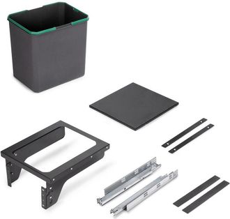 Emuca Contenedor De Reciclaje Para Fijaci&oacute;n Lateral En Mueble De Cocina Recycle 1x35litros, Acero, Pl&aacute;stico Gris Antracita - Emuca