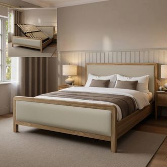 X Rocker Leonie Wooden Shadow Ottoman Bed Frame - Natural - Ash | Size: King