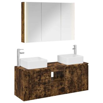 vidaXL Juego De Muebles De Ba&ntilde;o 4 Uds. Roble Ahumado Vidaxl