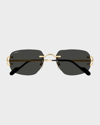 Cartier Men & apos;s Rimless Rectangle Sunglasses