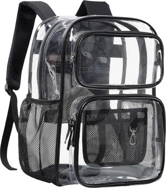 Generic Clear Backpack For School 17 Inch Large Clear Bookbag See Through PVC Backpacks (for Age 12 Above) Skateboard Backpack for Men (Black, One Size)