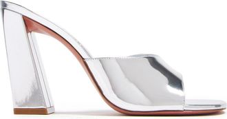 Amina Muaddi 95mm Brigitte leather mules - women - Calf Leather/Leather/Calf Leather/Lamb Skin/Rubber - 40 - Silver