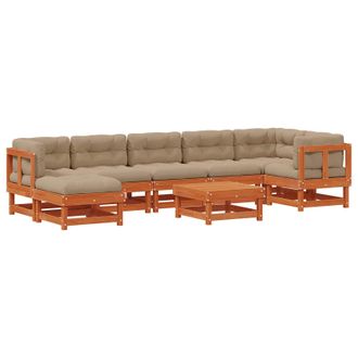 vidaXL Conjunto De Sof&aacute;s De Jard&iacute;n Arakil 8 Pcs Marr&oacute;n Cera Vidaxl