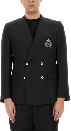 Dolce & Gabbana Black Peaked Lapel Blazer