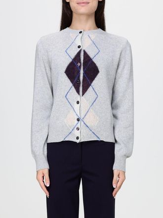 Liviana Conti Saba Argyle Pattern Wool Blend Crewneck Cardigan