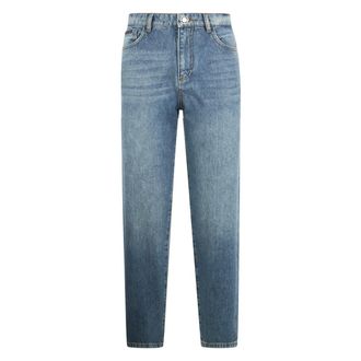 Philipp Plein Jeans, Dames, Blauw, W30, Denim, Denim Broek Mom Fit Logo