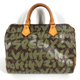 Louis Vuitton Brown Khaki Monogram Graffiti Canvas Boston Bag Handbag Tote Bag (Pre-Owned)