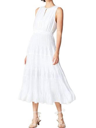 Current Air Pleated Sleeveless Maxi Dress In White