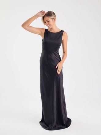 Six Stories Cowl Back Satin Bridesmaid Dress in Black at Nordstrom, Size 10